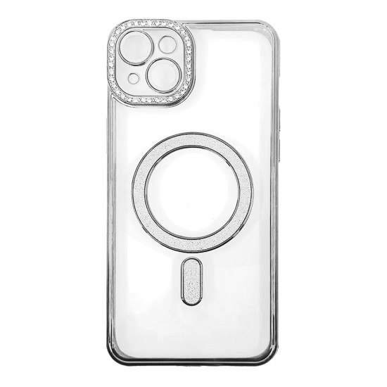 Magnetic Case with Camera Lens for Apple iPhone 15 Plus Silver